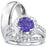 His and Her Wedding Rings, Purple CZ Silver Titanium Wedding Engagement Couples Rings Set