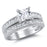 His Her Sterling Silver Titanium Wedding Engagement Ring Set
