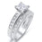 His and Her TRIO Wedding Ring Set Princess Cut CZ Silver Bridal Set Black Wedding Ring Men