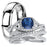 His Her Silver Titanium TRIO Wedding Ring Set