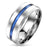 His and Her Blue Sapphire Silver Steel Wedding Ring Set