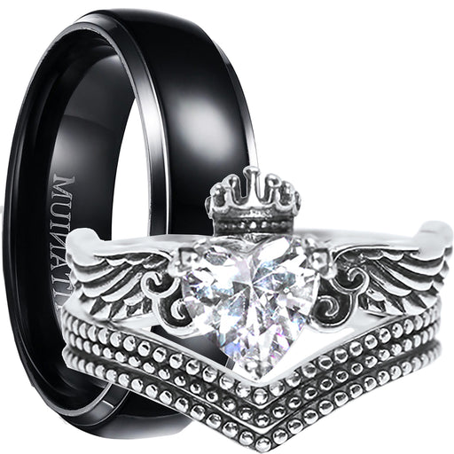 His & Hers TRIO wedding rings set