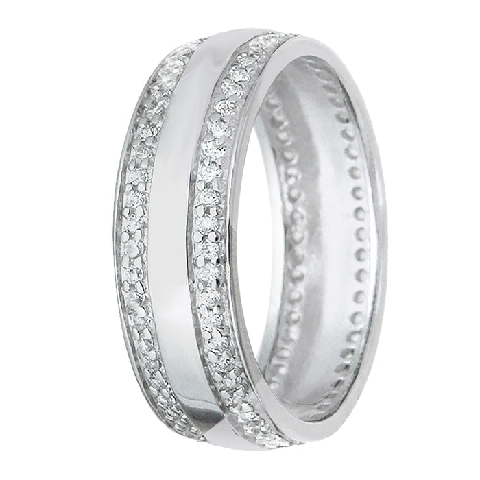 His Her Silver Wedding Rings TRIO Set