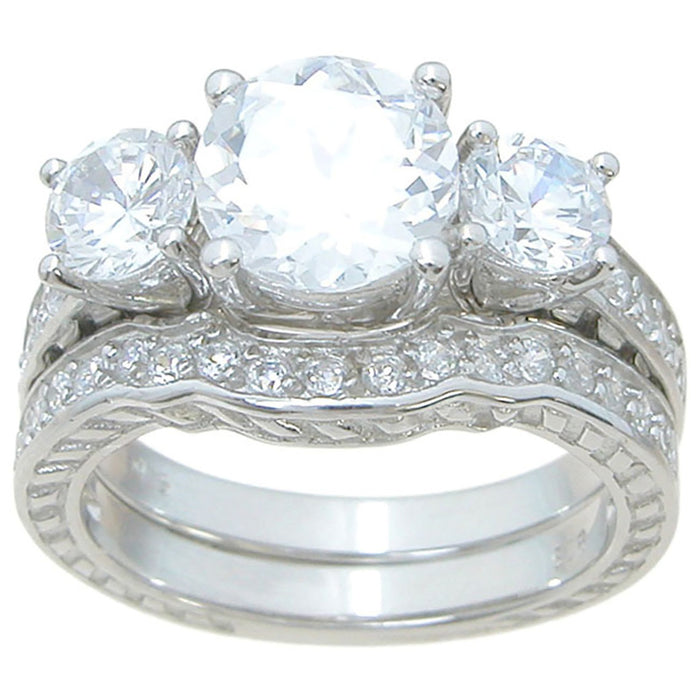 His Her TRIO Wedding Engagement Ring Set