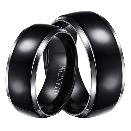 His Her Matching Titanium Wedding Rings Set