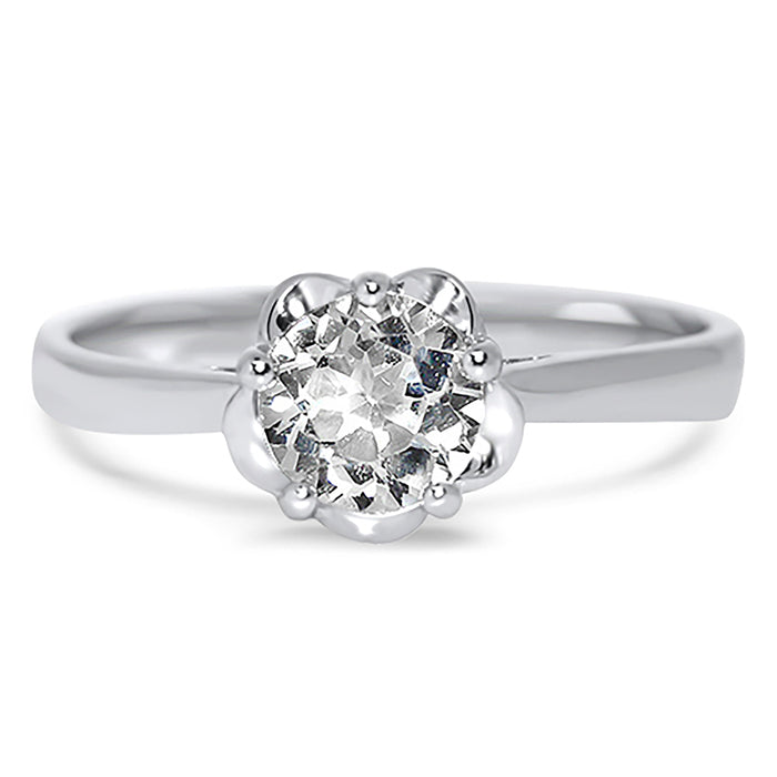 White Topaz Gemstone Engagement Ring for Women