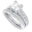 Princess Cut Sterling Silver Vintage CZ Wedding Engagement Ring Set for Women