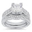 His Her Silver Titanium 3 Piece CZ Wedding Engagement Ring Set