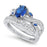 Oval Cut Sterling Silver Blue Sapphire CZ Wedding Engagement Ring Set for Women