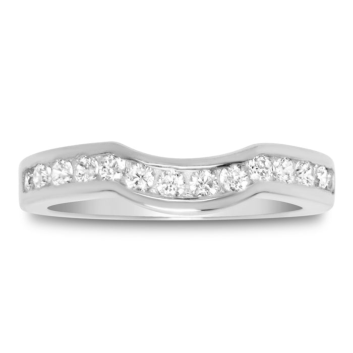 Sterling Silver CZ Wedding Band Ring