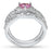 His and Her Simulated Pink Topaz TRIO Wedding Engagement Rings Set in Sterling Silver for Couples