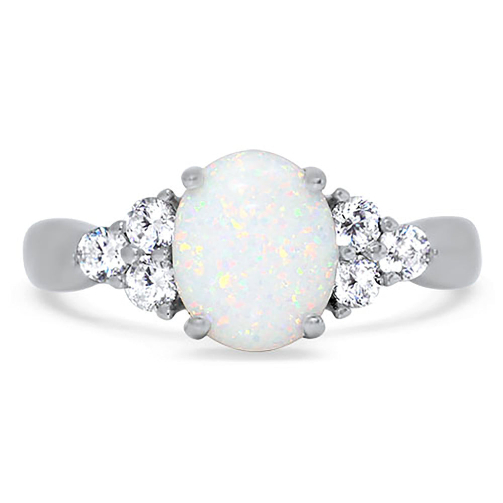 White Opal Wedding Engagement Ring