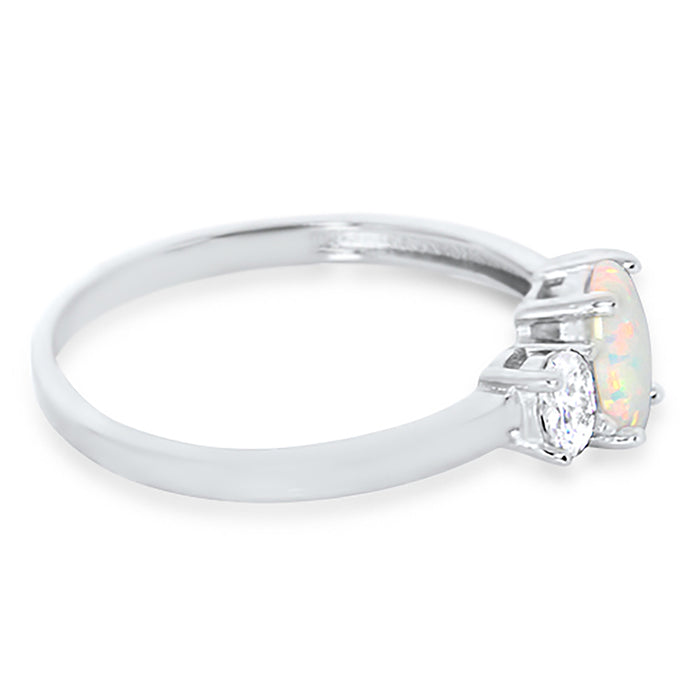 1 Carat 3 Stone Created Opal Engagement Promise Ring for Women