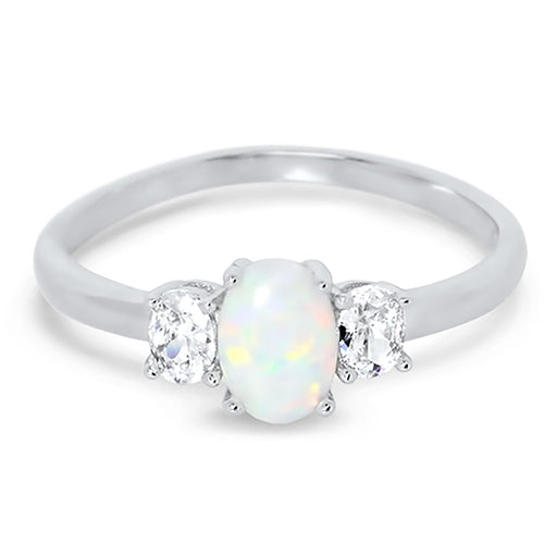 1 Carat 3 Stone Created Opal Engagement Promise Ring for Women