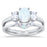 His Her Wedding Engagement Ring Set White Opal in Sterling Silver