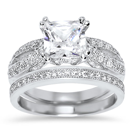 Princess Cut CZ Wedding Ring Sets