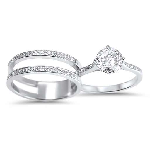 Solitaire CZ Wedding Engagement Ring Set