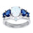 His and Her Blue Sapphire Silver Steel Wedding Ring Set