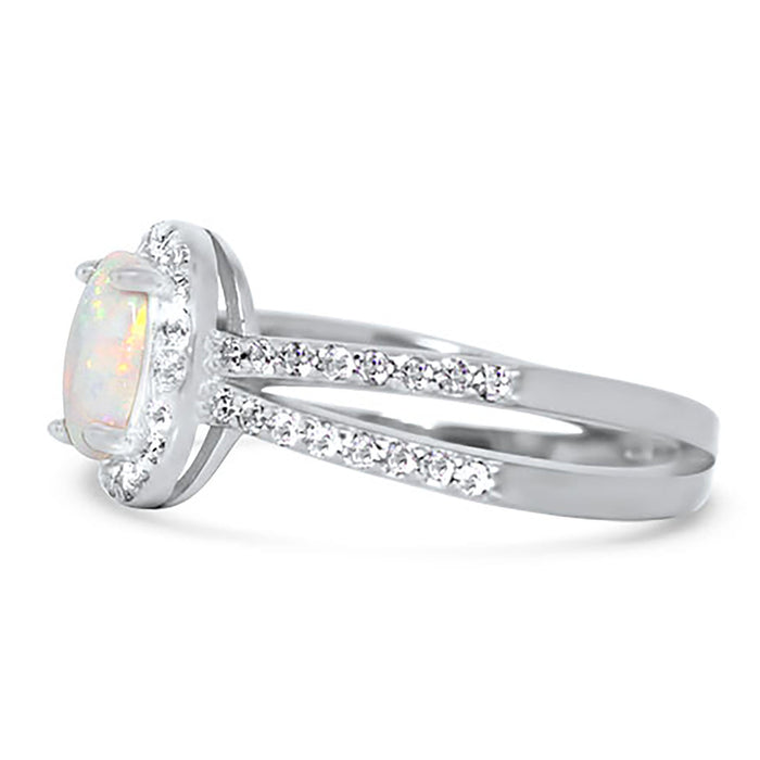 White Opal Engagement Ring