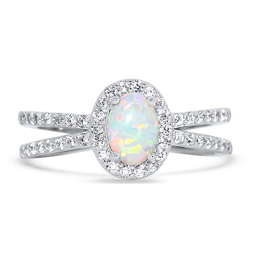 White Opal Engagement Ring
