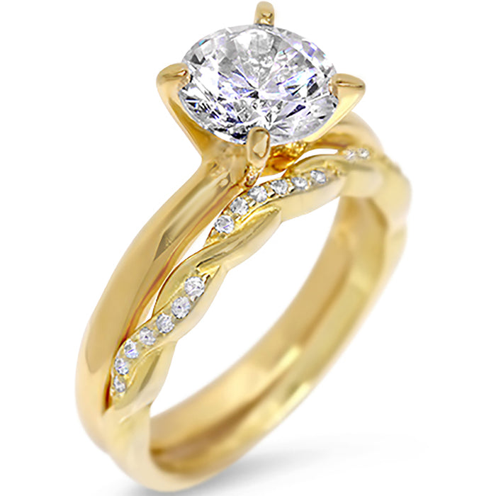 His Her Affordable TRIO Wedding Ring SetHis Her Wedding Set, Gold, White, Round Brilliant Cut, Solitaire