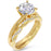 1 Carat Solitaire Wedding Engagement Ring Set 14K Gold Over Sterling Silver