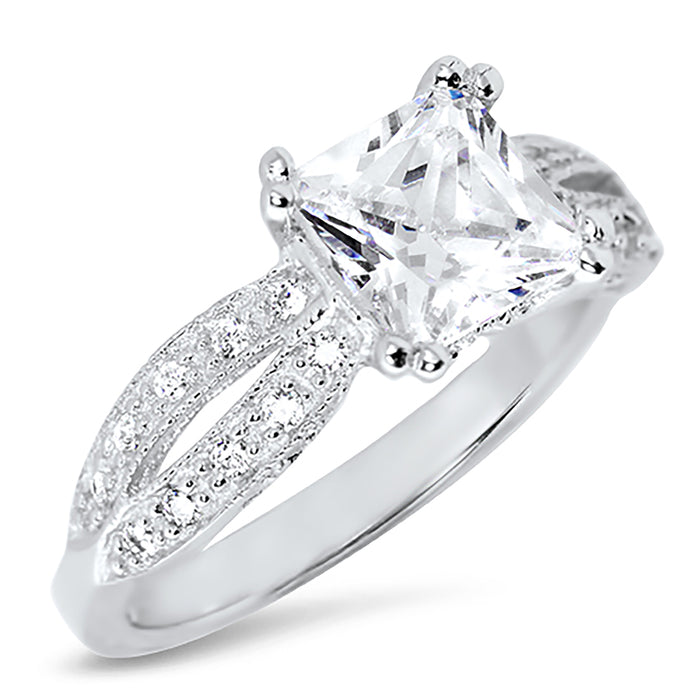 1.25 Carat Princess Cut Solitaire CZ Engagement Ring for Women