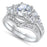 Sterling Silver His and Her Wedding Ring Set TRIO Matching Couples Engagement Rings for Him Her