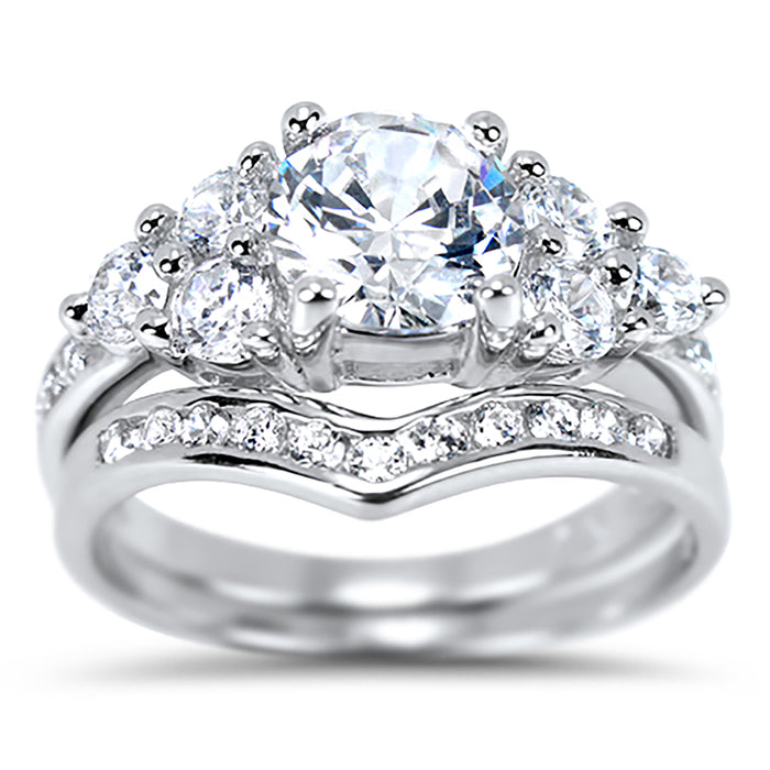 Realistic CZ Wedding Engagement Ring Set
