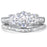 His Her Realistic Silver CZ Titanium Wedding Engagement Ring Set