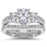His Her Realistic Silver CZ Titanium Wedding Engagement Ring Set