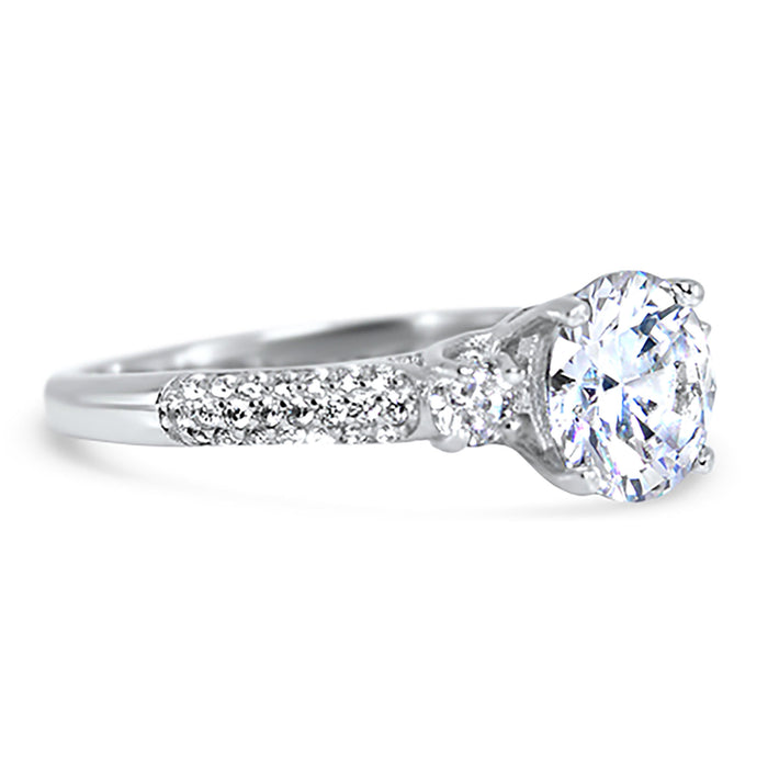 Round Brilliant Three Stone CZ Engagement Ring for Women