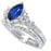 His and Her Wedding Rings Set Silver Steel Sapphire Blue Engagement Couples TRIO Rings