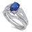 1 Carat Oval Blue Sapphire CZ Wedding Engagement Ring Set for Women