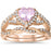 Pink October Birthstone Wedding Engagement Ring Set
