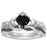 His Her TRIO 3 Piece Black Celtic Wedding Band Claddagh Engagement Ring Set