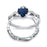 Simulated Sapphire Sterling Silver Claddagh Wedding Engagement Ring Set for Women
