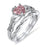 1 Carat Heart Cut Pink Topaz CZ Sterling Silver Wedding Engagement Ring Set for Women
