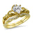 Gold Plated Sterling Silver Claddaugh Wedding Engagement Ring Set