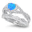 LaRaso & Co 1 Carat Created Blue Opal Birthstone Wedding Engagement Ring Set 925 Silver Size 10