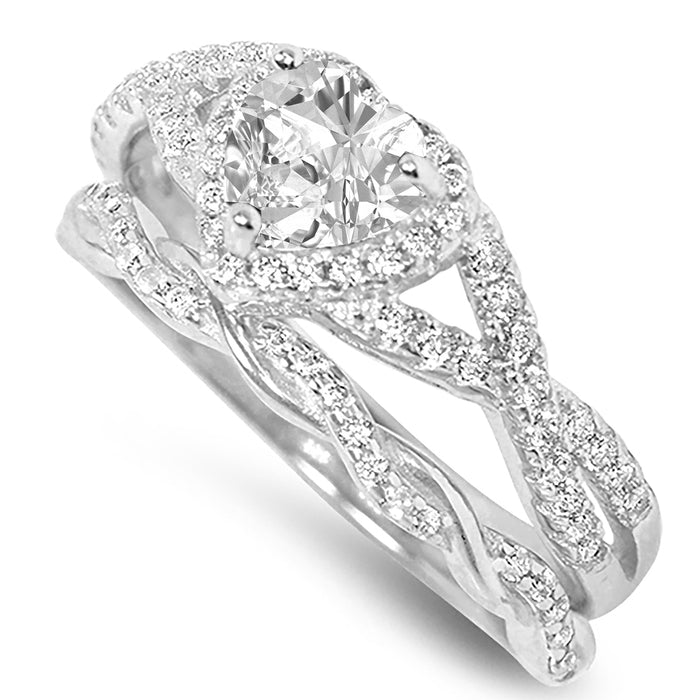 LaRaso & Co 1 Carat Diamond CZ Wedding Engagement Ring Set 925 Silver Size 10