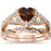 LaRaso & Co 1 Carat Chocolate CZ Heart Simulated Diamond Wedding Ring Set 14K Rose Gold Over Sterling Silver