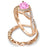 LaRaso & Co 1 Carat Pink Morganite Heart CZ Wedding Ring Set 14K Rose Gold Over Sterling Silver Size 10