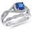 Blue White Princess Cut Wedding Engagement Ring Set for Women