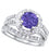 His and Her Wedding Rings, Purple CZ Silver Titanium Wedding Engagement Couples Rings Set