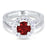His and Her Wedding Rings, Ruby Red CZ Black Silver Wedding Engagement Couples Rings Set
