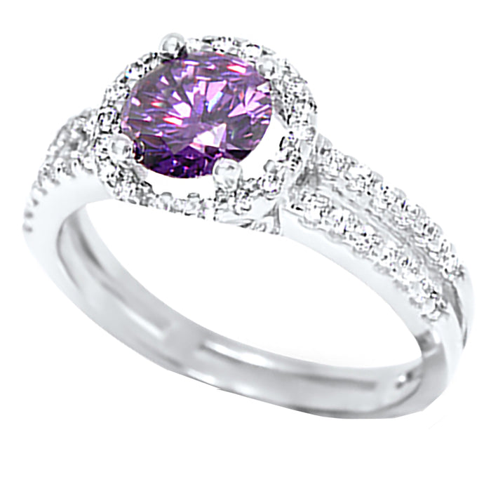 1 Carat Purple Simulated Amethyst February Birthstone Engagement Promise Ring for Women Size 10