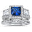 His Her Simulated Blue Sapphire Sterling Silver Wedding Ring Set