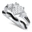 His Hers Silver Titanium TRIO Wedding Engagement Ring Set