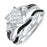 His Hers Silver Steel Black Wedding Rings Set